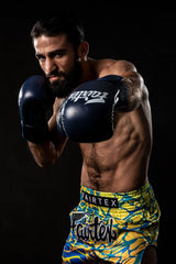 Fairtex BS1927 Muay Thai Shorts - Magma 'Grün - blau/gelb/grün