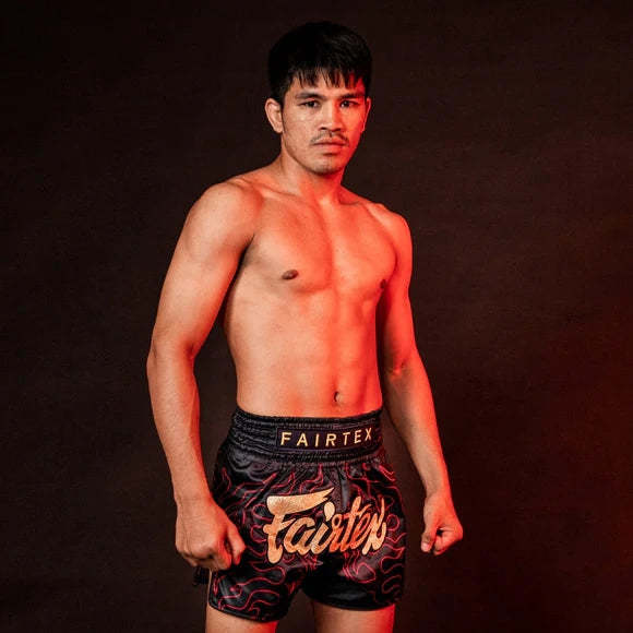 Fairtex BS1920 Muay Thai Shorts - Lava - Schwarz/Gold