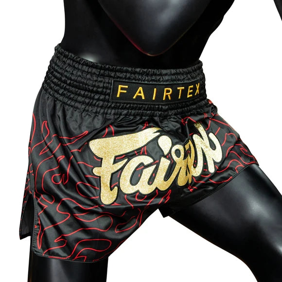 Fairtex BS1920 Muay Thai Shorts - Lava - Schwarz/Gold