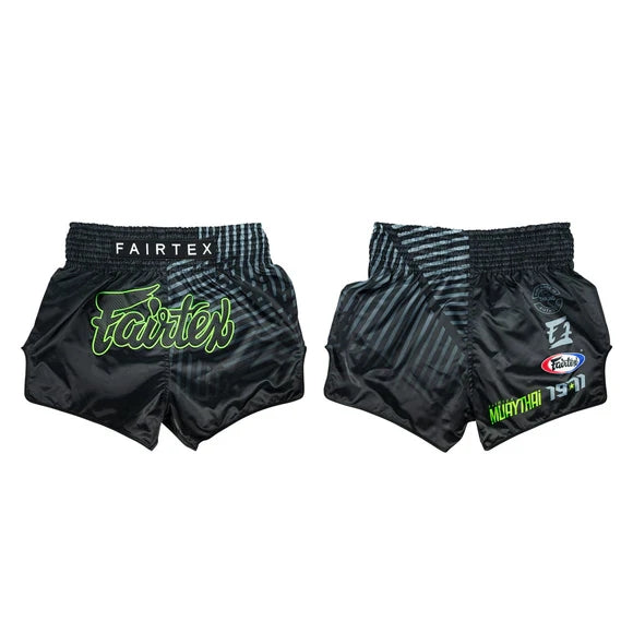 Fairtex BS1924 Muay Thai Shorts Racer - Schwarz/Grün