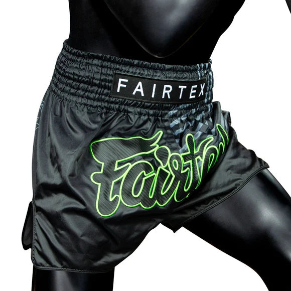Fairtex BS1924 Muay Thai Shorts Racer - Schwarz/Grün
