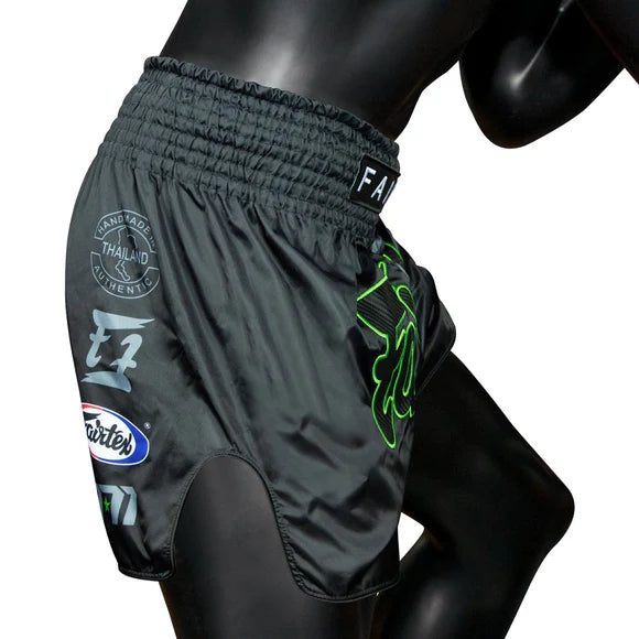 Fairtex BS1924 Muay Thai Shorts Racer - Schwarz/Grün