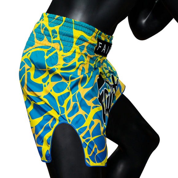 Fairtex BS1927 Muay Thai Shorts - Magma 'Grün - blau/gelb/grün