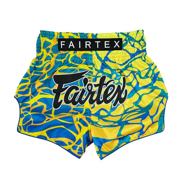 Fairtex BS1927 Muay Thai Shorts - Magma 'Grün - blau/gelb/grün