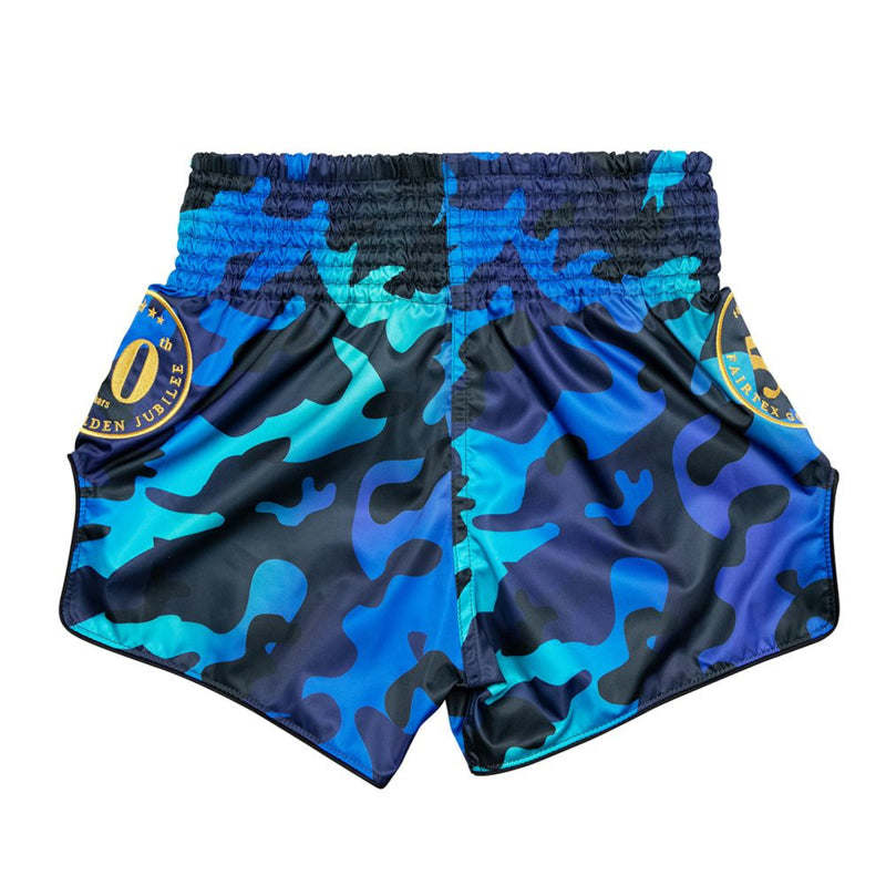 Fairtex BS1916 Muay Thai Shorts - Golden Jubilee Luster - camo blau