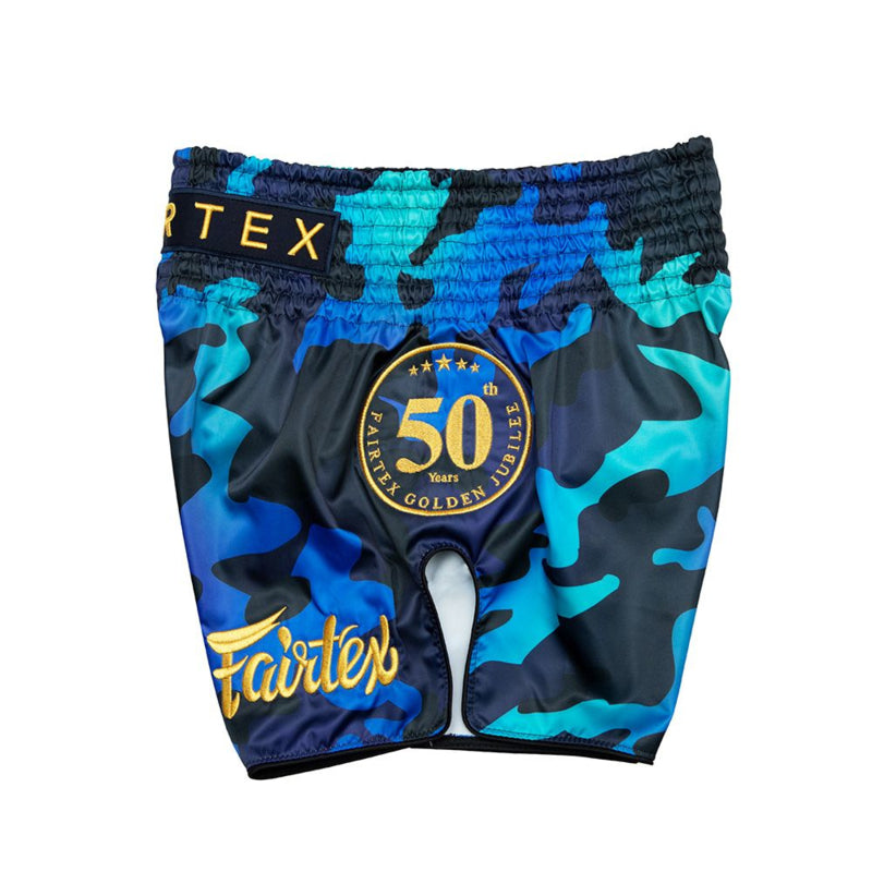 Fairtex BS1916 Muay Thai Shorts - Golden Jubilee Luster - camo blau