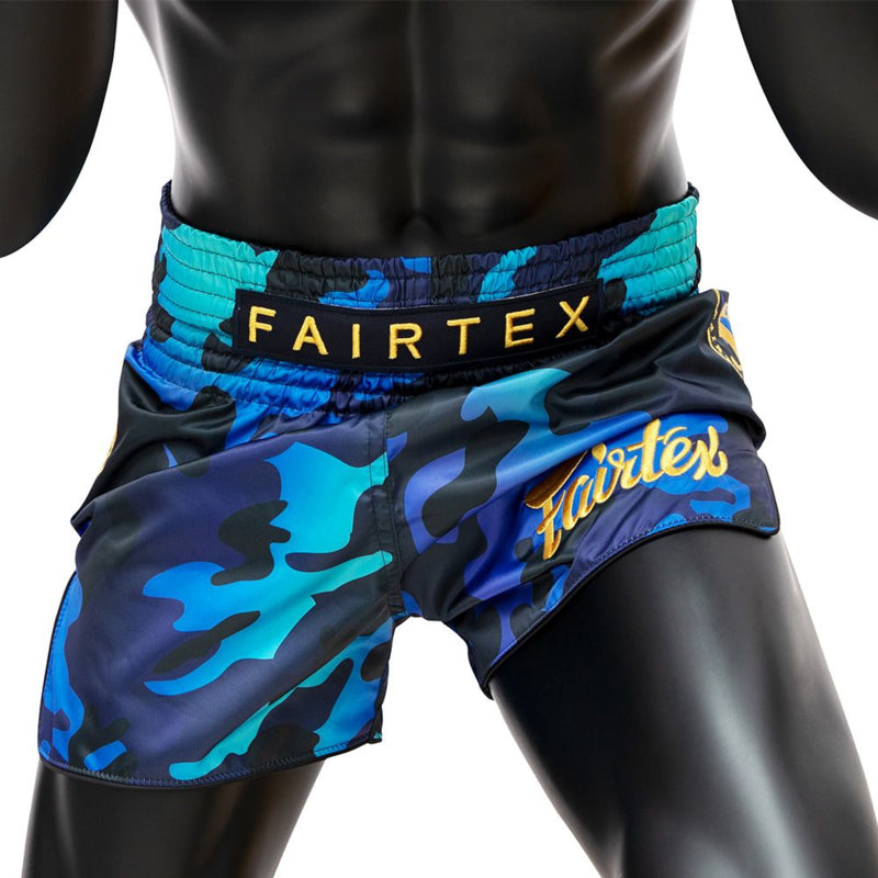 Fairtex BS1916 Muay Thai Shorts - Golden Jubilee Luster - camo blau