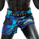 Fairtex BS1916 Muay Thai Shorts - Golden Jubilee Luster - camo blau