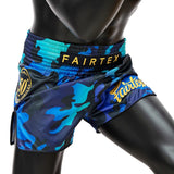 Fairtex BS1916 Muay Thai Shorts - Golden Jubilee Luster - camo blau