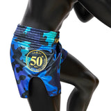 Fairtex BS1916 Muay Thai Shorts - Golden Jubilee Luster - camo blau