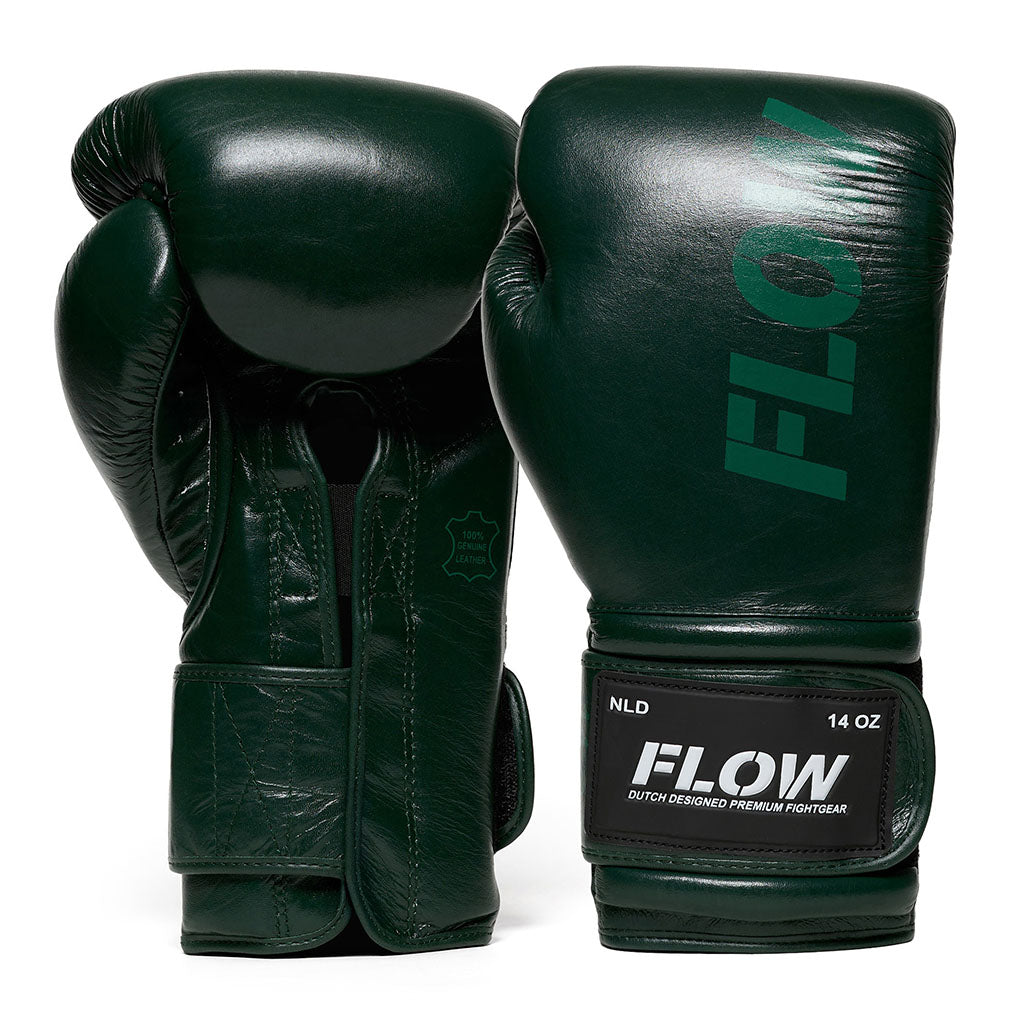 Flow - Challenge Boxhandschuhe - Echt Leder - Dunkelgrün