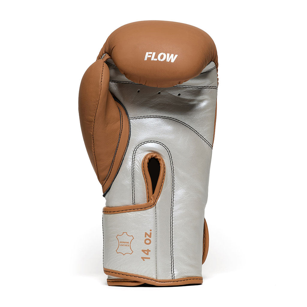 Flow Progress Boxhandschuhe - mehrlagiger Schaum - matt Braun/Silber Rindsleder