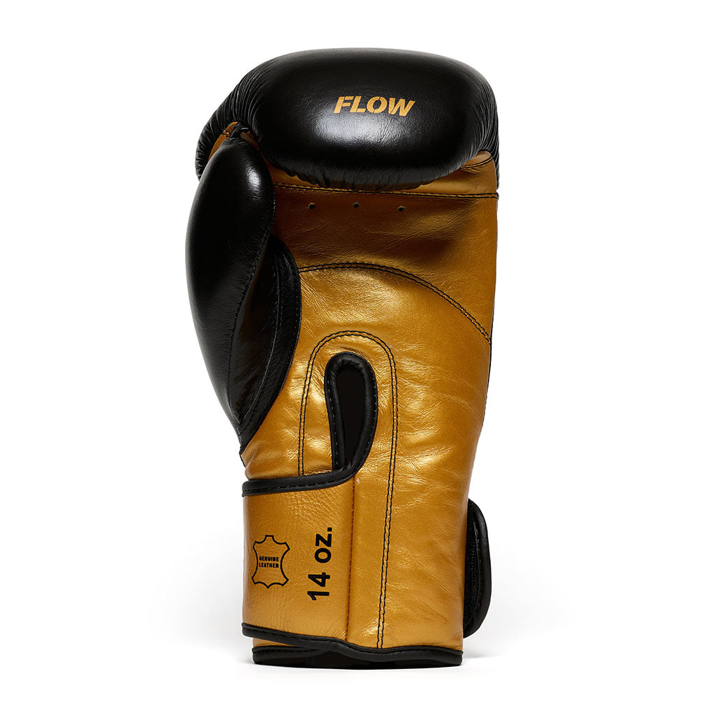 Flow Progress Boxhandschuhe - mehrlagiger Schaum - Schwarz/Gold Rindsleder