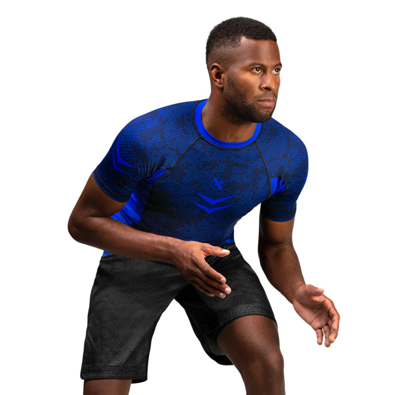 Hayabusa Arrow Ranked Kurzarm Rashguard - Blau