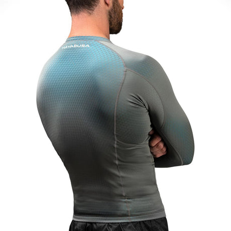 Hayabusa Fusion Langarm Rashguard - Grau / Aquablau