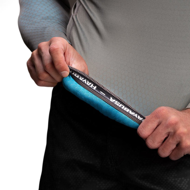 Hayabusa Fusion Langarm Rashguard - Grau / Aquablau