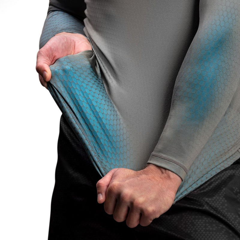 Hayabusa Fusion Langarm Rashguard - Grau / Aquablau