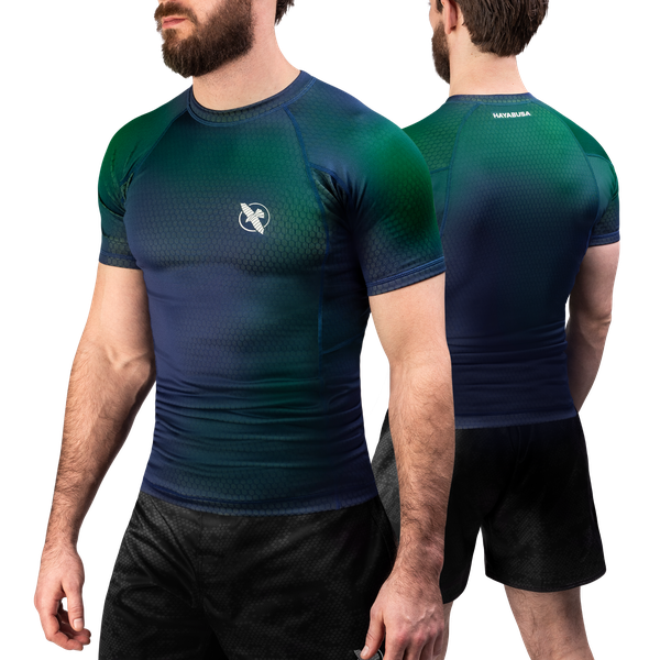 Hayabusa Fusion Kurzarm Rashguard - Blau / Grün