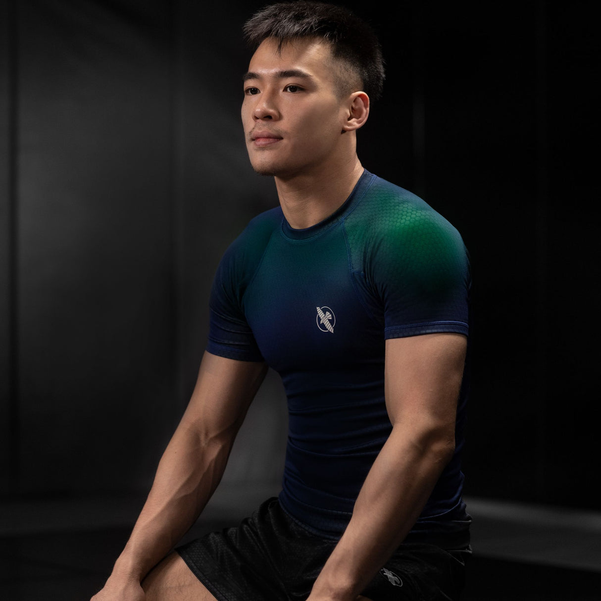 Hayabusa Fusion Kurzarm Rashguard - Blau / Grün