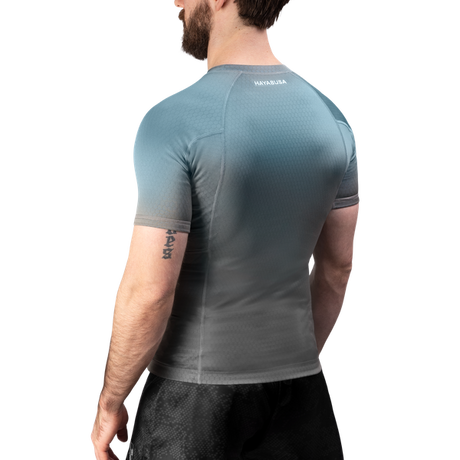 Hayabusa Fusion Kurzarm Rashguard - Grau / Aquablau