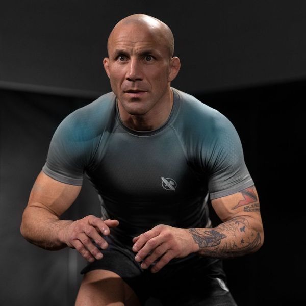 Hayabusa Fusion Kurzarm Rashguard - Grau / Aquablau