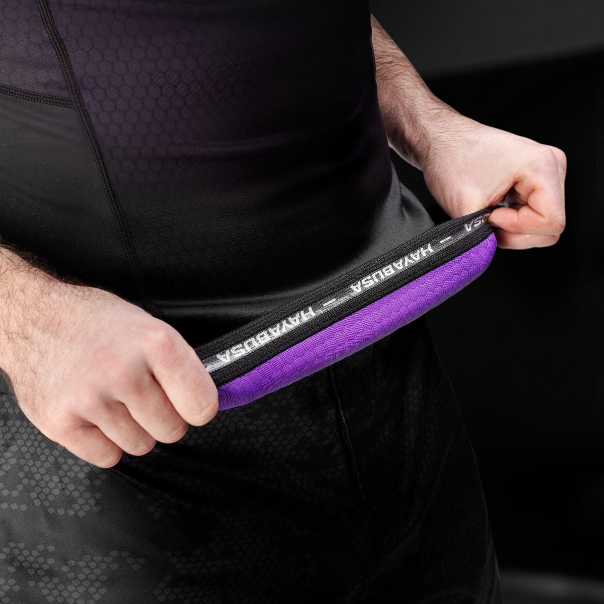 Hayabusa Fusion Kurzarm Rashguard - Schwarz / Lila