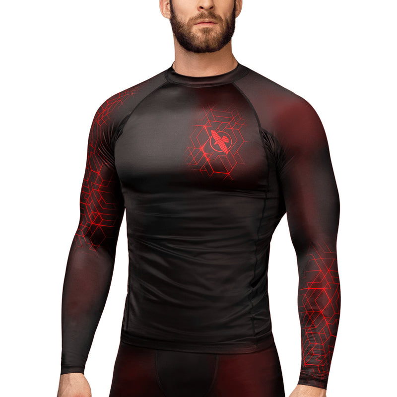 Hayabusa Geo Langarm Rashguard - Schwarz / Rot
