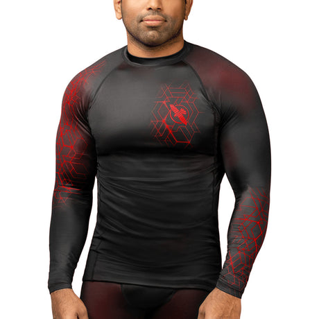 Hayabusa Geo Langarm Rashguard - Schwarz / Rot