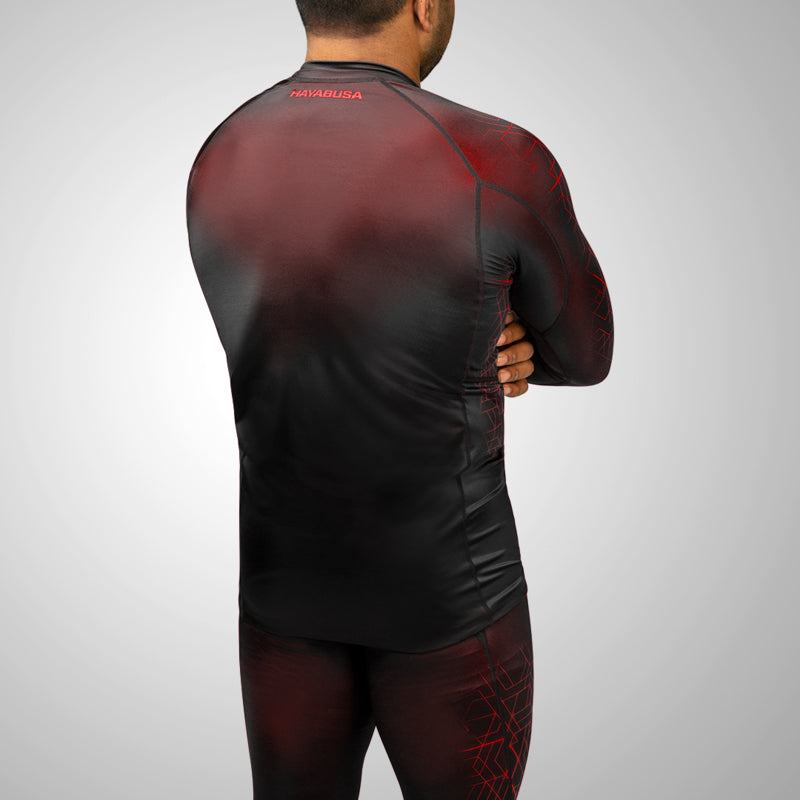 Hayabusa Geo Langarm Rashguard - Schwarz / Rot