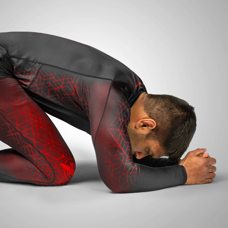 Hayabusa Geo Langarm Rashguard - Schwarz / Rot