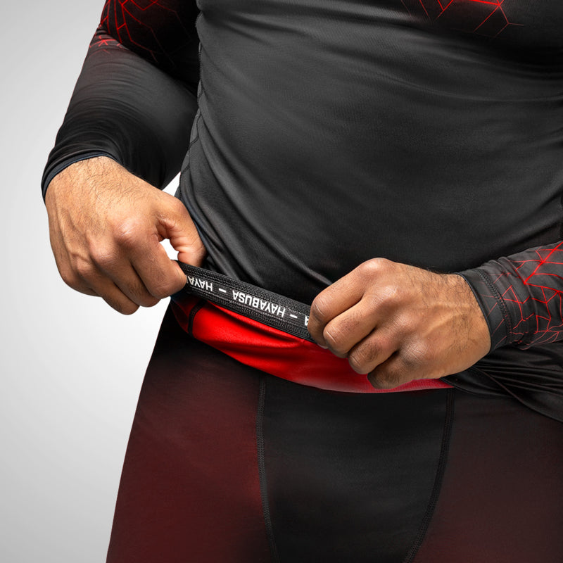 Hayabusa Geo Langarm Rashguard - Schwarz / Rot
