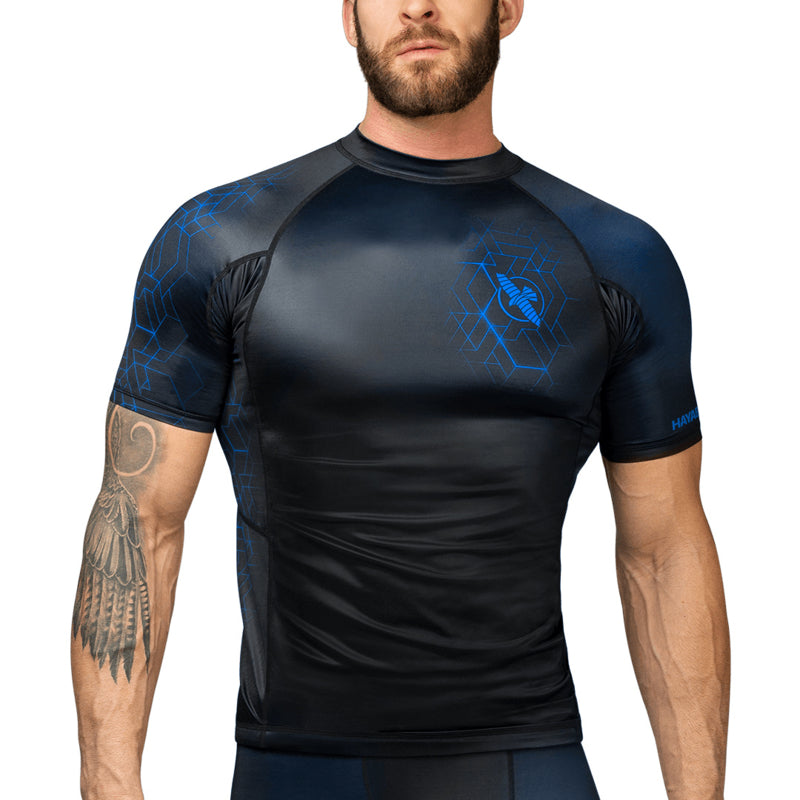 Hayabusa Geo Kurzarm Rashguard - Schwarz / Blau