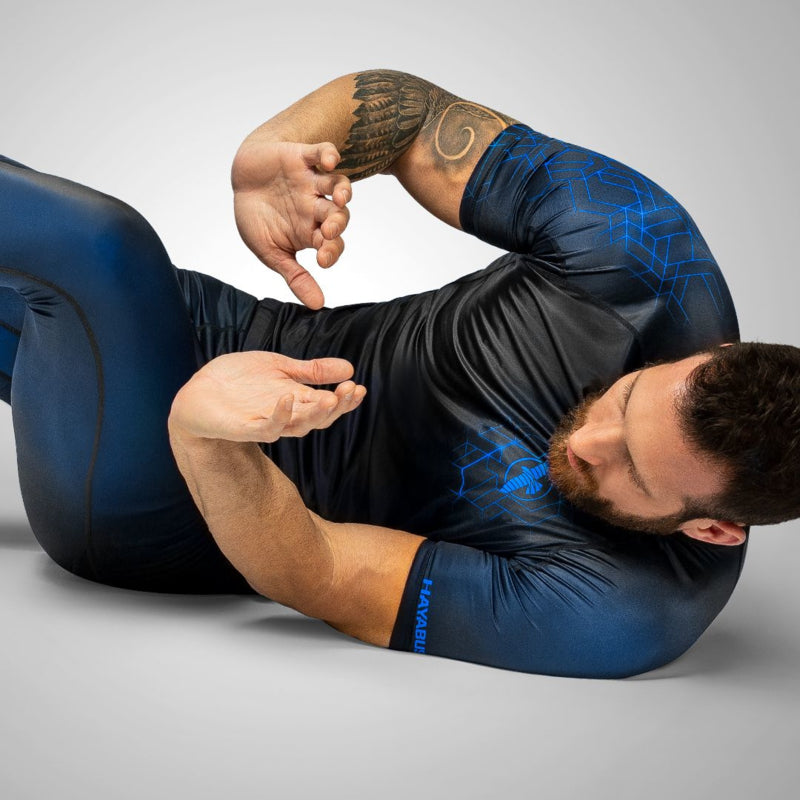 Hayabusa Geo Kurzarm Rashguard - Schwarz / Blau