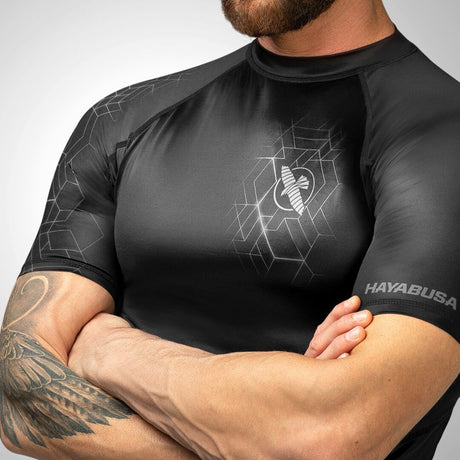 Hayabusa Geo Kurzarm Rashguard - Schwarz / Grau