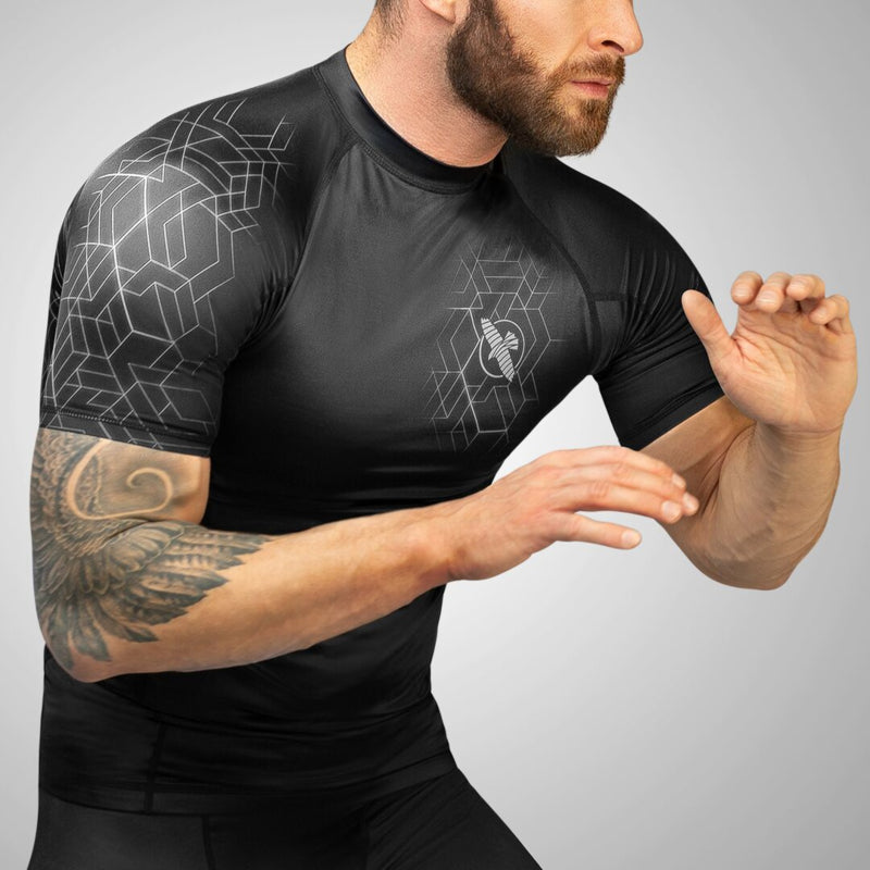 Hayabusa Geo Kurzarm Rashguard - Schwarz / Grau