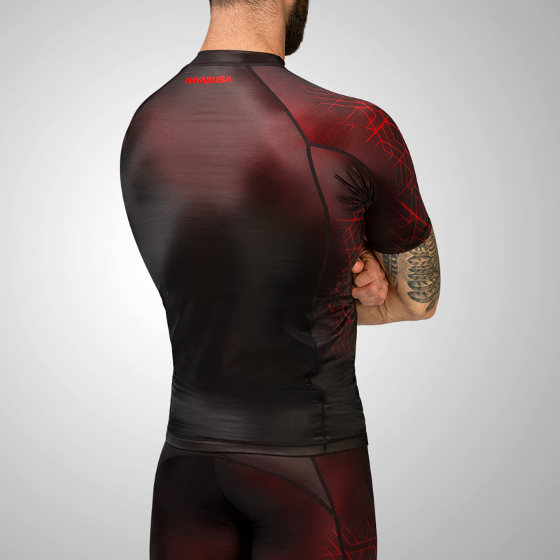 Hayabusa Geo Kurzarm Rashguard - Schwarz / Rot