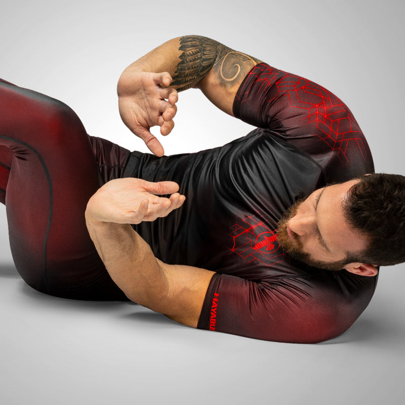 Hayabusa Geo Kurzarm Rashguard - Schwarz / Rot