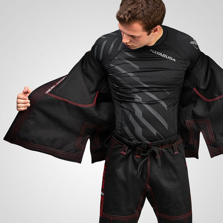 Hayabusa Goorudo 3 Gold Weave Jiu Jitsu Gi - Schwarz / Rot