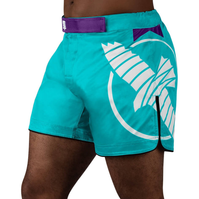 Hayabusa Icon Mid-Length Fight Shorts - Teal / Weiß