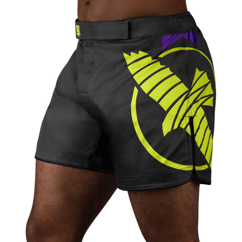 Hayabusa Icon Mid-Length Fight Shorts - Schwarz / Neon