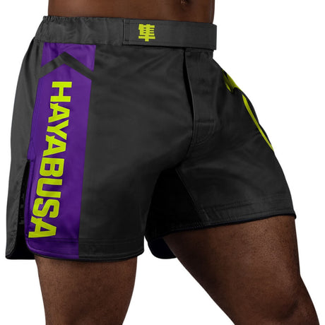 Hayabusa Icon Mid-Length Fight Shorts - Schwarz / Neon