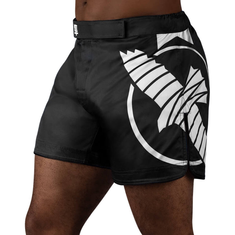 Hayabusa Icon Mid-Length Fight Shorts - Schwarz / Weiß