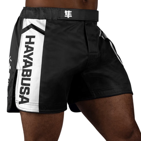 Hayabusa Icon Mid-Length Fight Shorts - Schwarz / Weiß