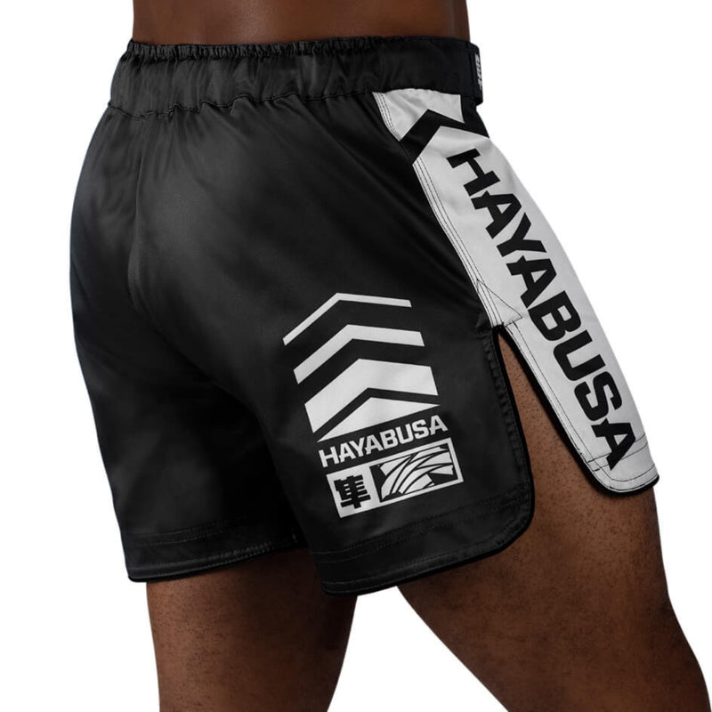 Hayabusa Icon Mid-Length Fight Shorts - Schwarz / Weiß