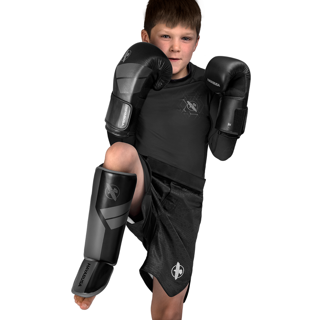 Hayabusa S4 Jugend-Schienbeinschoner - Schwarz