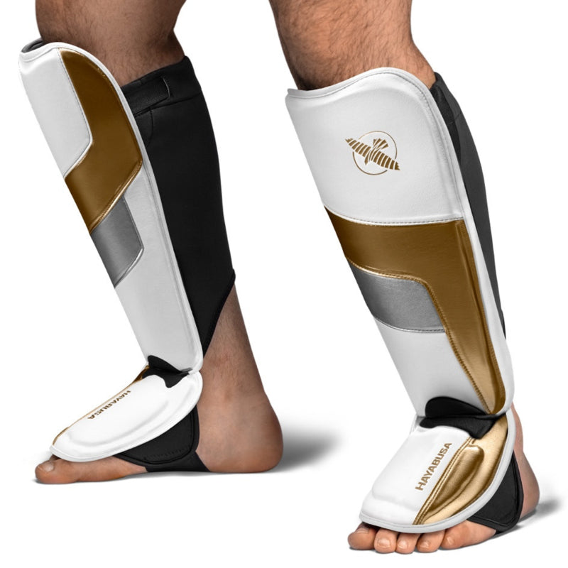 Hayabusa T3 Full-Back Schienbeinschoner - Weiß / Gold