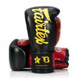 Booster X Fairtex Boxhandschuhe - BG V2 - Echtes Leder - Schwarz / Rot / Gold