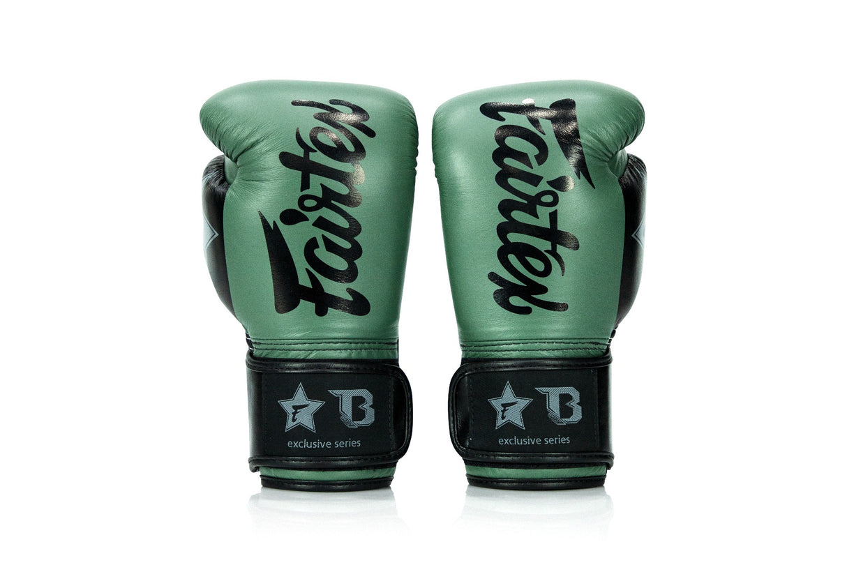 Booster X Fairtex Boxhandschuhe - BG V2 - Echtes Leder - Dunkelgrün / Schwarz