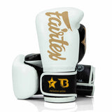 Booster X Fairtex Boxhandschuhe - BG V2 - Echtes Leder - Weiß / Schwarz / Gold