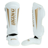 King Pro Boxing Revo 9 Kickboks Schienbeinschoner - Weiß/Gold
